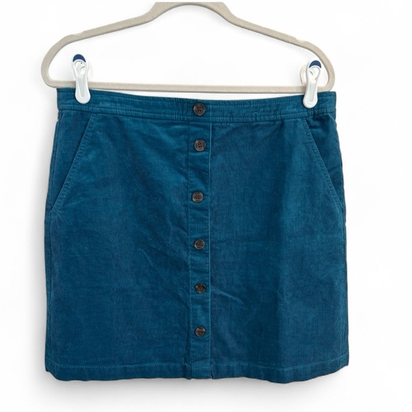 J. Crew Dresses & Skirts - J.Crew Re-Imagined Corduroy Button-Front Mini Skirt Teal Blue Women’s
